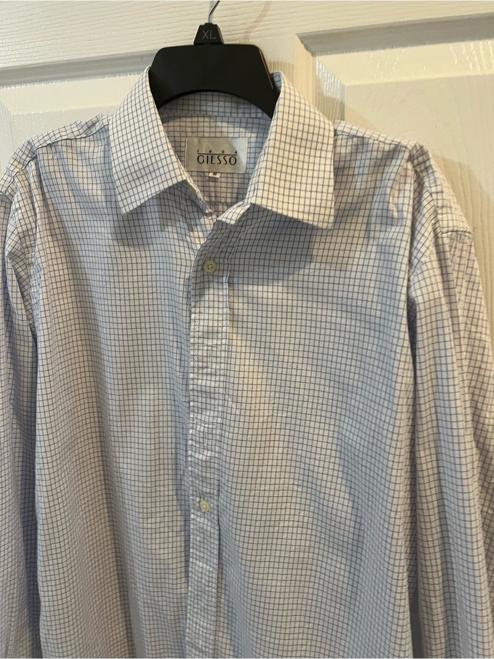 GIESSO Men's Light Blue Windowpane casual Shirt